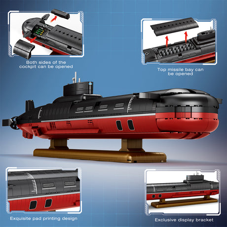 MOC-193085 1/250 Scale Typhoon Class 941 Nuclear Submarine Building Block Set (2895PCS) - cubertime