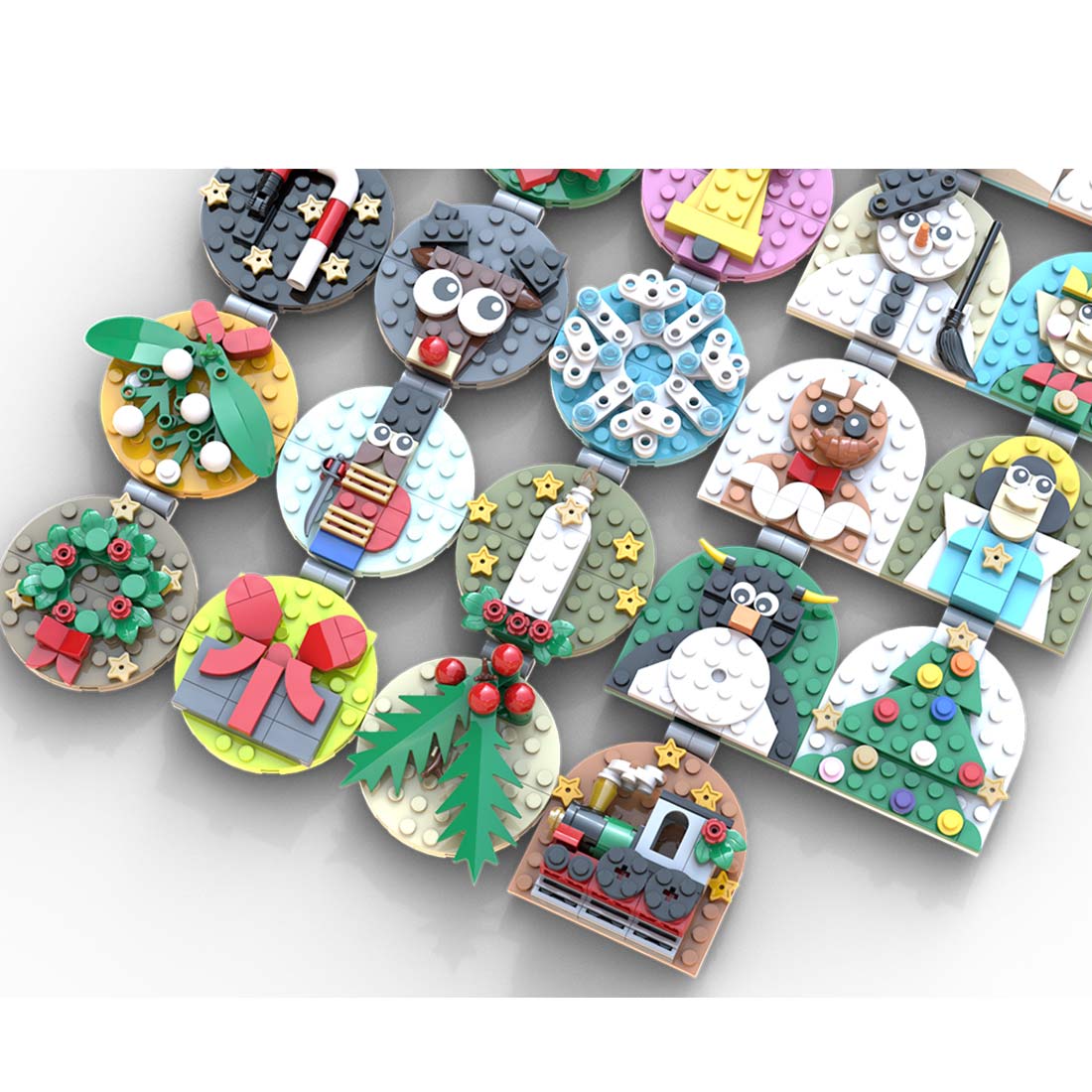 MOC-202061 Advent Calendar of Christmas Ornaments Building Blocks Set (688PCS) - cubertime