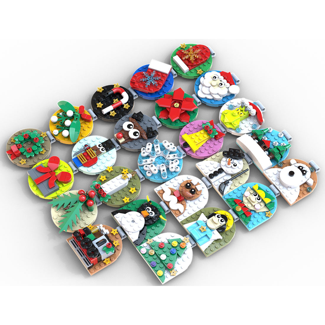 MOC-202061 Advent Calendar of Christmas Ornaments Building Blocks Set (688PCS) - cubertime
