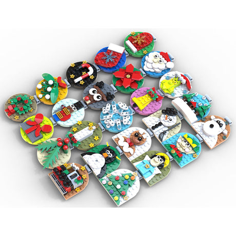 MOC-202061 Advent Calendar of Christmas Ornaments Building Blocks Set (688PCS) - cubertime