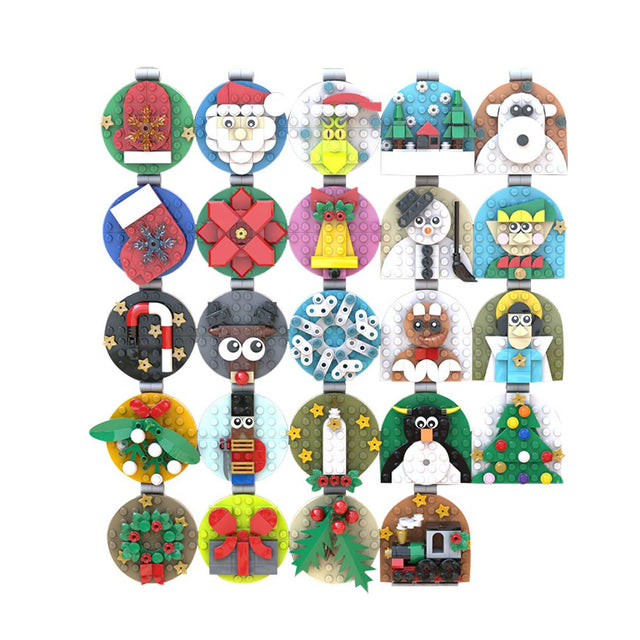 MOC-202061 Advent Calendar of Christmas Ornaments Building Blocks Set (688PCS) - cubertime
