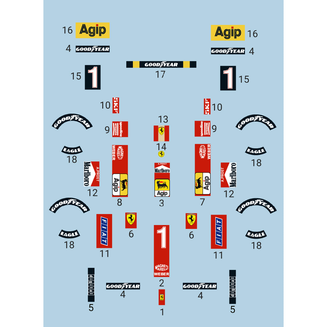 MOC-216419 1/16 Scale Ferrari 641/2 F1-90 1990 F1 Race Car Model Building Blocks Set(794PCS) - cubertime