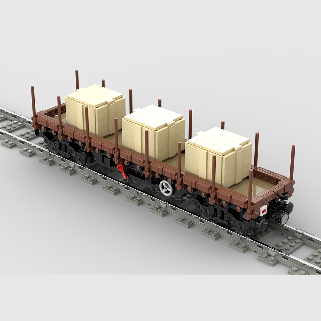MOC-219158 City Train Series Classic Flatbed Freight Car Building Blocks Set (702 PCS) - cubertime