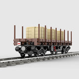 MOC-219158 City Train Series Classic Flatbed Freight Car Building Blocks Set (702 PCS) - cubertime
