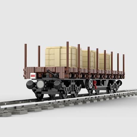 MOC-219158 City Train Series Classic Flatbed Freight Car Building Blocks Set (702 PCS) - cubertime