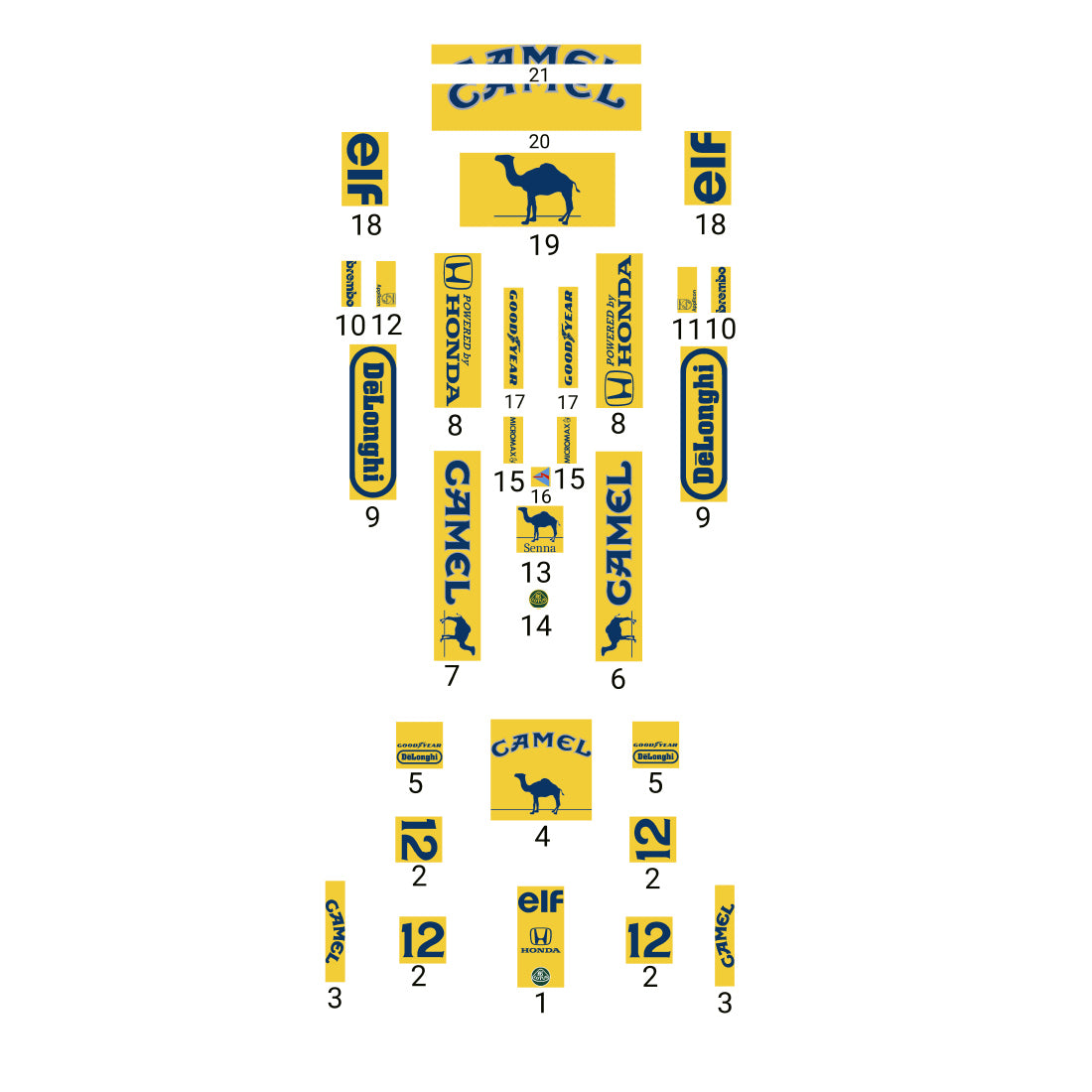 MOC-220329 1/16 Scale Lotus 99T 1987 F1 Race Car Model Building Blocks Set(738PCS/Yellow) - cubertime