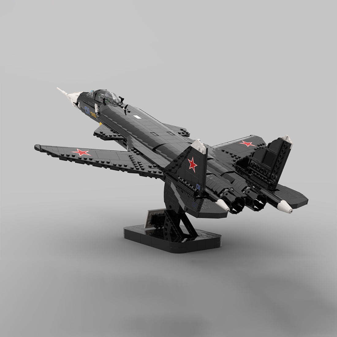 MOC-222886 1/35 Scale Military Su-47 Berkut Combat Fighter Building Blocks Set(1968PCS) - cubertime
