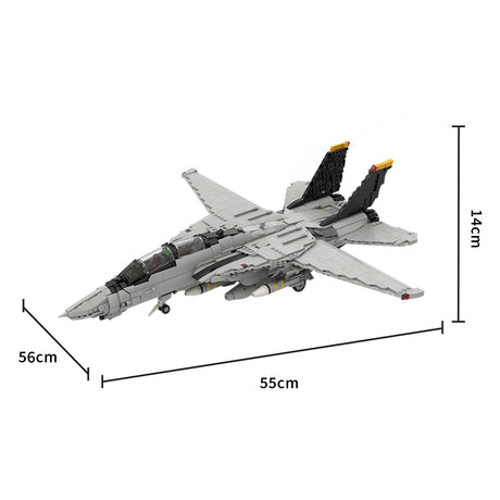 MOC-223761 1/35 Scale （V3）F-14 Carrier-Capable Fighter Building Blocks Set (2443PCS) - cubertime