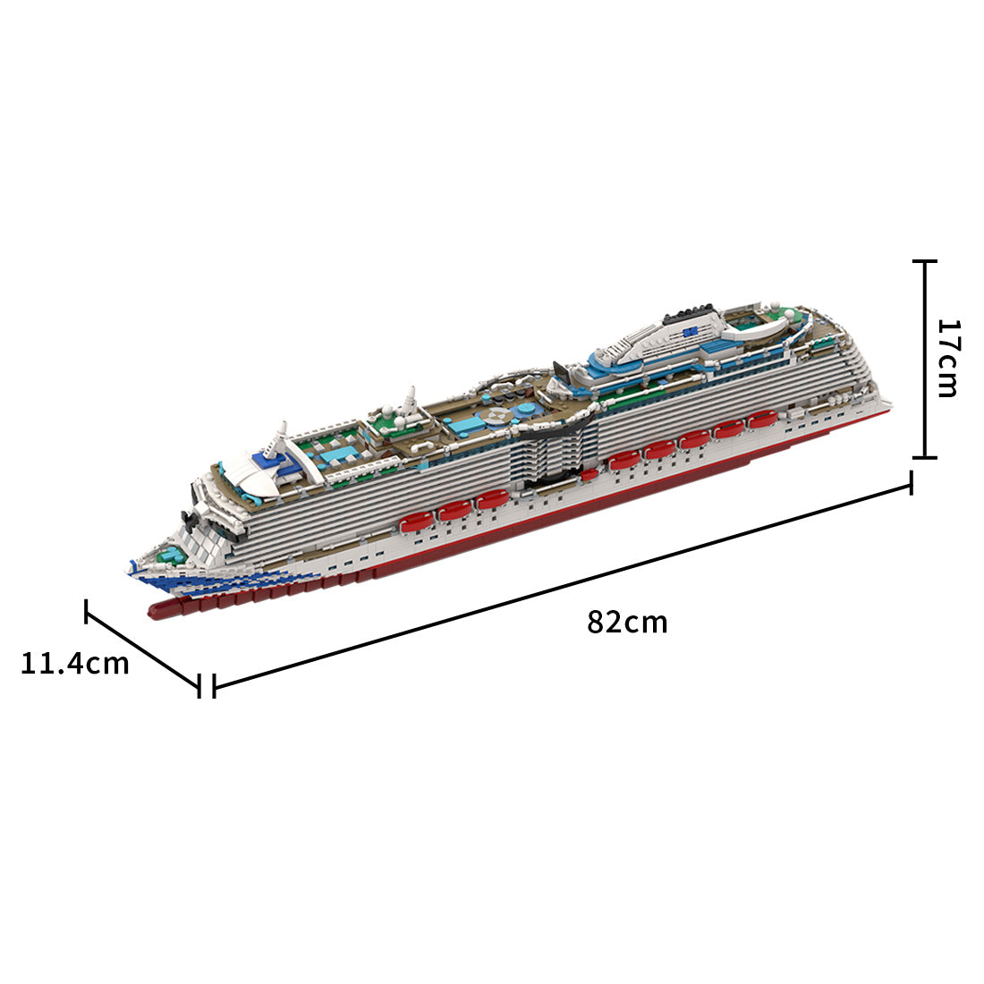 MOC-226256 1:400 Scale Royal Princess Cruise Ship Super Flagship Building Blocks Set（4595PCS）- cubertime