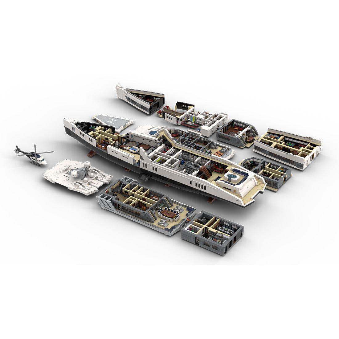 MOC-230069 1/38 Scale Ultra Yacht Building Blocks Set(47836PCS) - cubertime