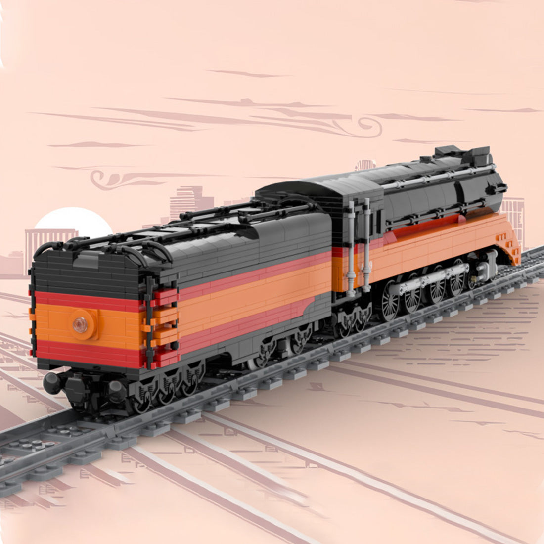 MOC-239216 Vintage Steam Locomotive Building Blocks Set(1243PCS) - cubertime