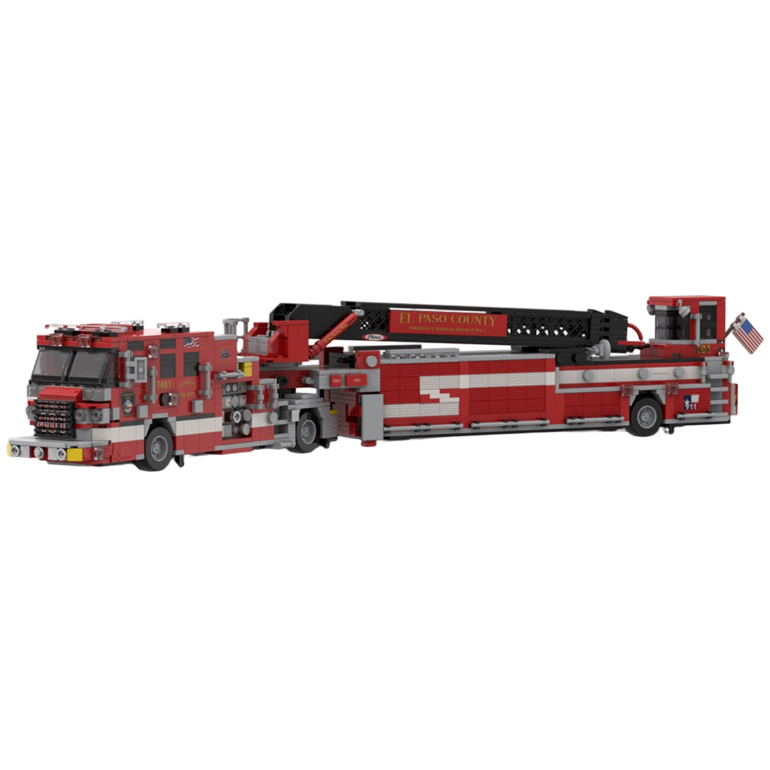 MOC-242542 Fire Truck Building Block Model Kit, Emergency Truck Display Model for Adults, DIY Firefighter Truck Construction Blocks Set(1802PCS）