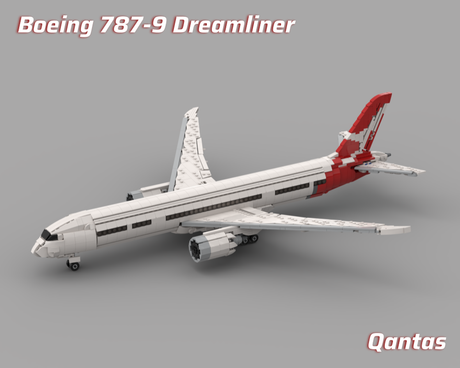 MOC-248342 1/100 Scale B737-9 Qantas Livery Airliner Building Blocks, Modern Twin-Engine Wide-Body Model, Aviation Series(1862PCS) - cubertime