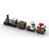 MOC-249783 Holiday Train Building Block Set, Seasonal Sightseeing Railway Car Model Kit, Christmas Festive Passenger Train Display Model (910PCS/Dynamic Version) - cubertime