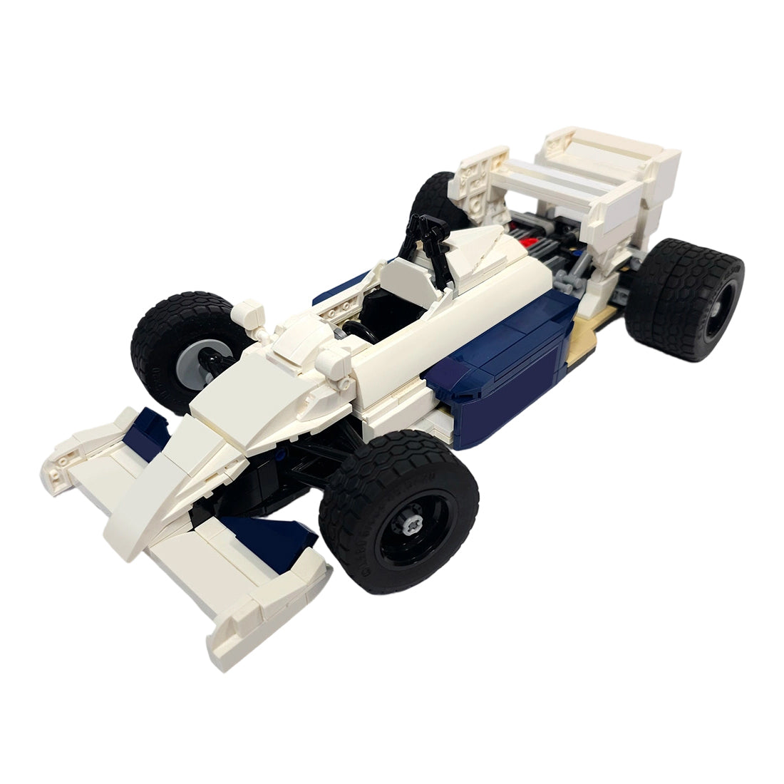MOC-251154 1/16 Scale Toleman TG184 1984 F1 Monaco GP Race Car Model Building Blocks Set(737PCS/White & Blue) - cubertime