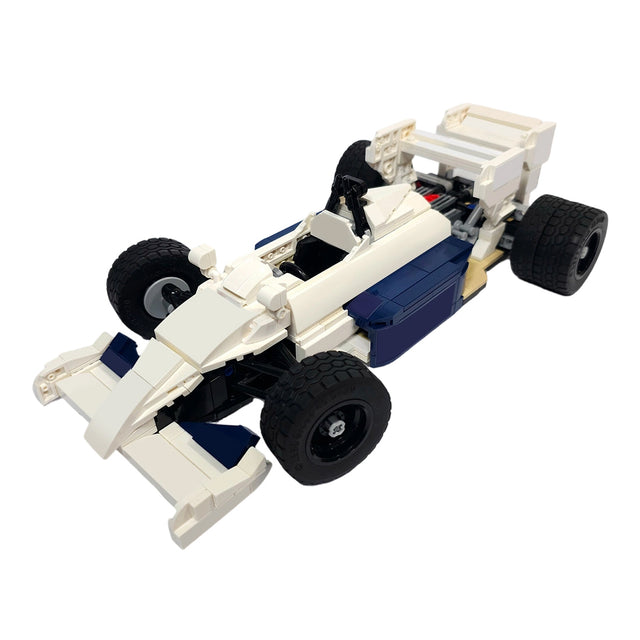 MOC-251154 1/16 Scale Toleman TG184 1984 F1 Monaco GP Race Car Model Building Blocks Set(737PCS/White & Blue) - cubertime