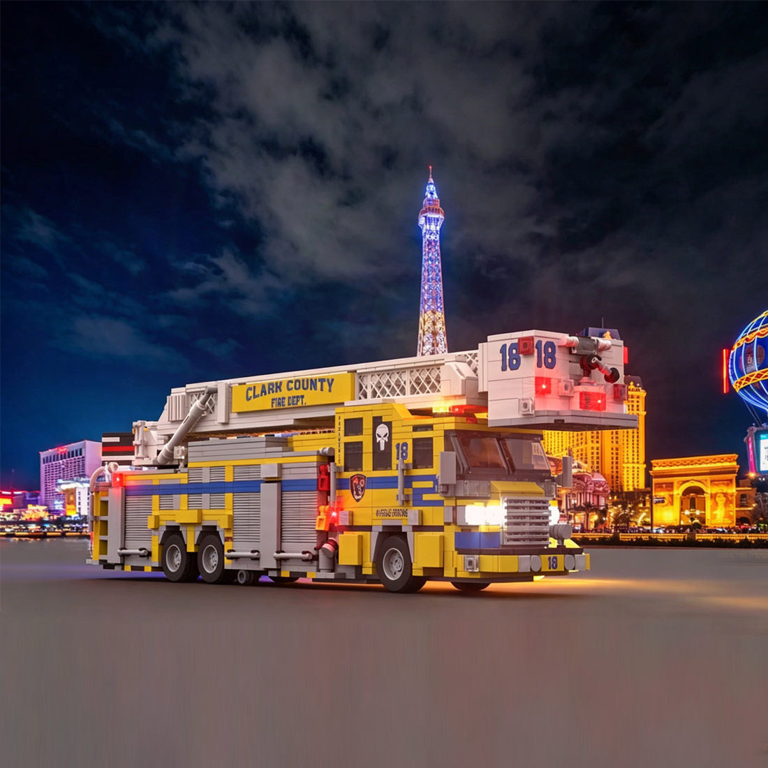 MOC-252194 Aerial Ladder Fire Truck Building Blocks Set, Urban Emergency Vehicle Model with Extendable Ladder, Equipment Compartments and Realistic Firefighting Details(1783PCS) - CUBERTIME