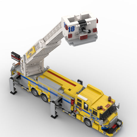 MOC-252194 Aerial Ladder Fire Truck Building Blocks Set, Urban Emergency Vehicle Model with Extendable Ladder, Equipment Compartments and Realistic Firefighting Details(1783PCS) - CUBERTIME