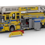 MOC-252194 Aerial Ladder Fire Truck Building Blocks Set, Urban Emergency Vehicle Model with Extendable Ladder, Equipment Compartments and Realistic Firefighting Details(1783PCS) - CUBERTIME