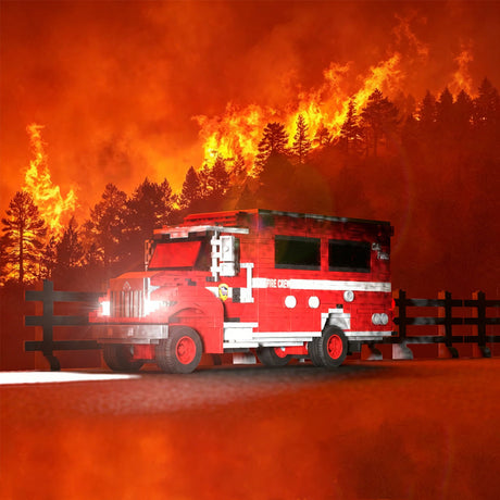 MOC-252487 Crew Carrier Fire Truck Building Blocks Set, Forest Firefighting Personnel Transport Vehicle Model(811PCS) - CUBERTIME