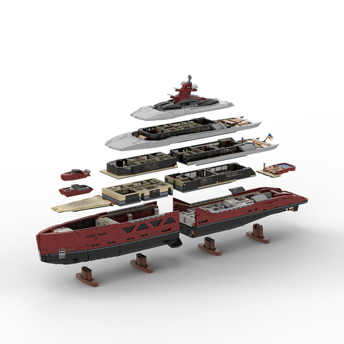 MOC-254412 VELETTA Superyacht 120CM Modular Display Model Luxury Yacht Building Blocks Set(15639PCS) - cubertime