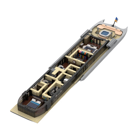 MOC-254412 VELETTA Superyacht 120CM Modular Display Model Luxury Yacht Building Blocks Set(15639PCS) - cubertime