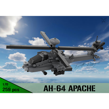 MOC-254665 1/70 Scale US Attack Helicopter Building Block MOC Set(236PCS), Military Helicopter Model Kit - cubertime