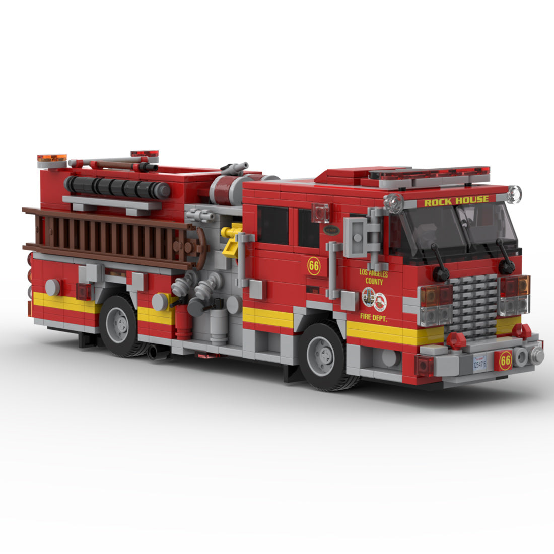 MOC-255001 Heavy Duty Fire Truck Building Blocks Set, Firefighter Vehicle Model Kit with Equipment Compartments, Pump Panels and Mechanical Details for Adults(1141PCS/Includes 3 stickers) - cubertime