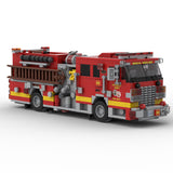 MOC-255001 Heavy Duty Fire Truck Building Blocks Set, Firefighter Vehicle Model Kit with Equipment Compartments, Pump Panels and Mechanical Details for Adults(1141PCS/Includes 3 stickers) - cubertime