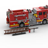 MOC-255001 Heavy Duty Fire Truck Building Blocks Set, Firefighter Vehicle Model Kit with Equipment Compartments, Pump Panels and Mechanical Details for Adults(1141PCS/Includes 3 stickers) - cubertime