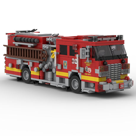 MOC-256293 Modern Aerial Ladder Fire Truck Building Blocks Set, Heavy Duty Emergency Vehicle Model Set(1165PCS/Includes 3 Stickers) - cubertime