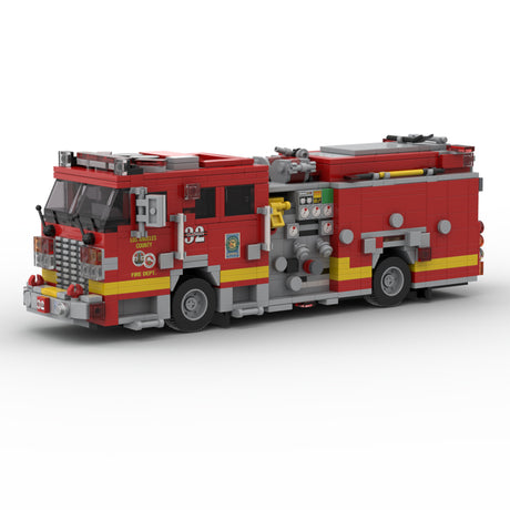 MOC-256293 Modern Aerial Ladder Fire Truck Building Blocks Set, Heavy Duty Emergency Vehicle Model Set(1165PCS/Includes 3 Stickers) - cubertime