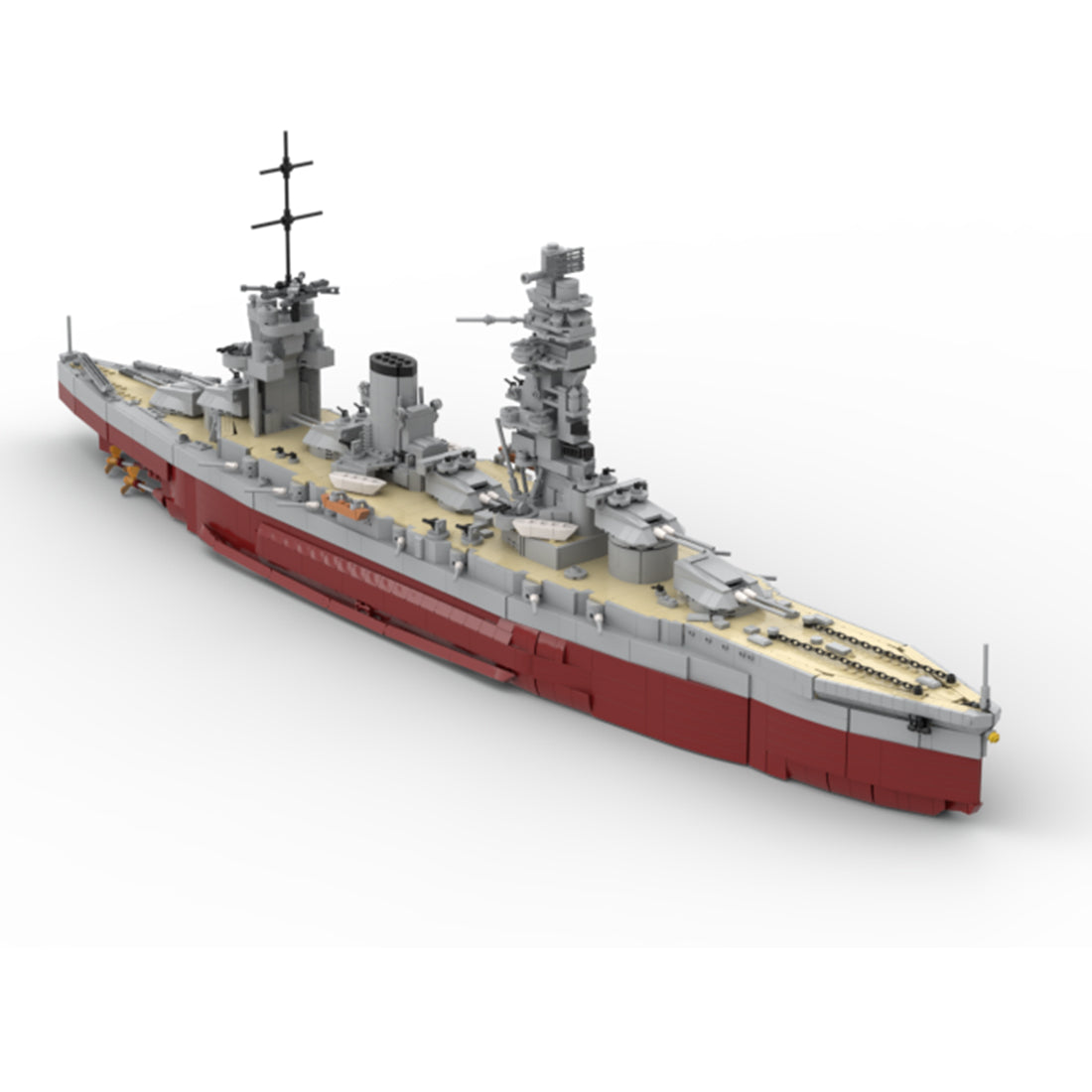 MOC-262613 1/200 Scale IJN FUSO-Class Battleship Building Blocks Model Kit, Japanese Navy WWII Naval Warship Construction Set with Detailed Multi-Tier Bridge and Main Turrets (3911PCS) - cubertime