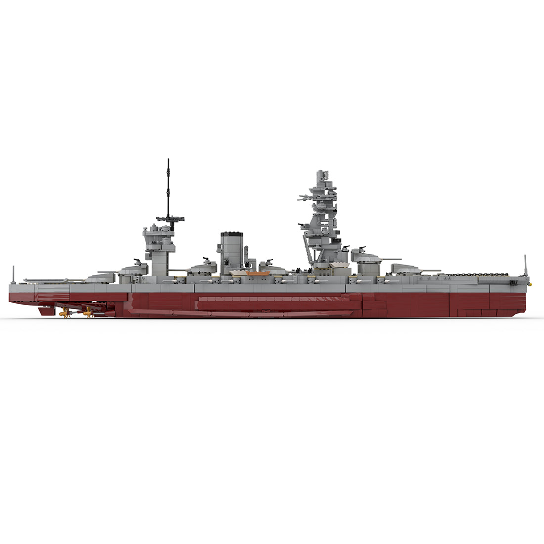 MOC-262613 1/200 Scale IJN FUSO-Class Battleship Building Blocks Model Kit, Japanese Navy WWII Naval Warship Construction Set with Detailed Multi-Tier Bridge and Main Turrets (3911PCS) - cubertime