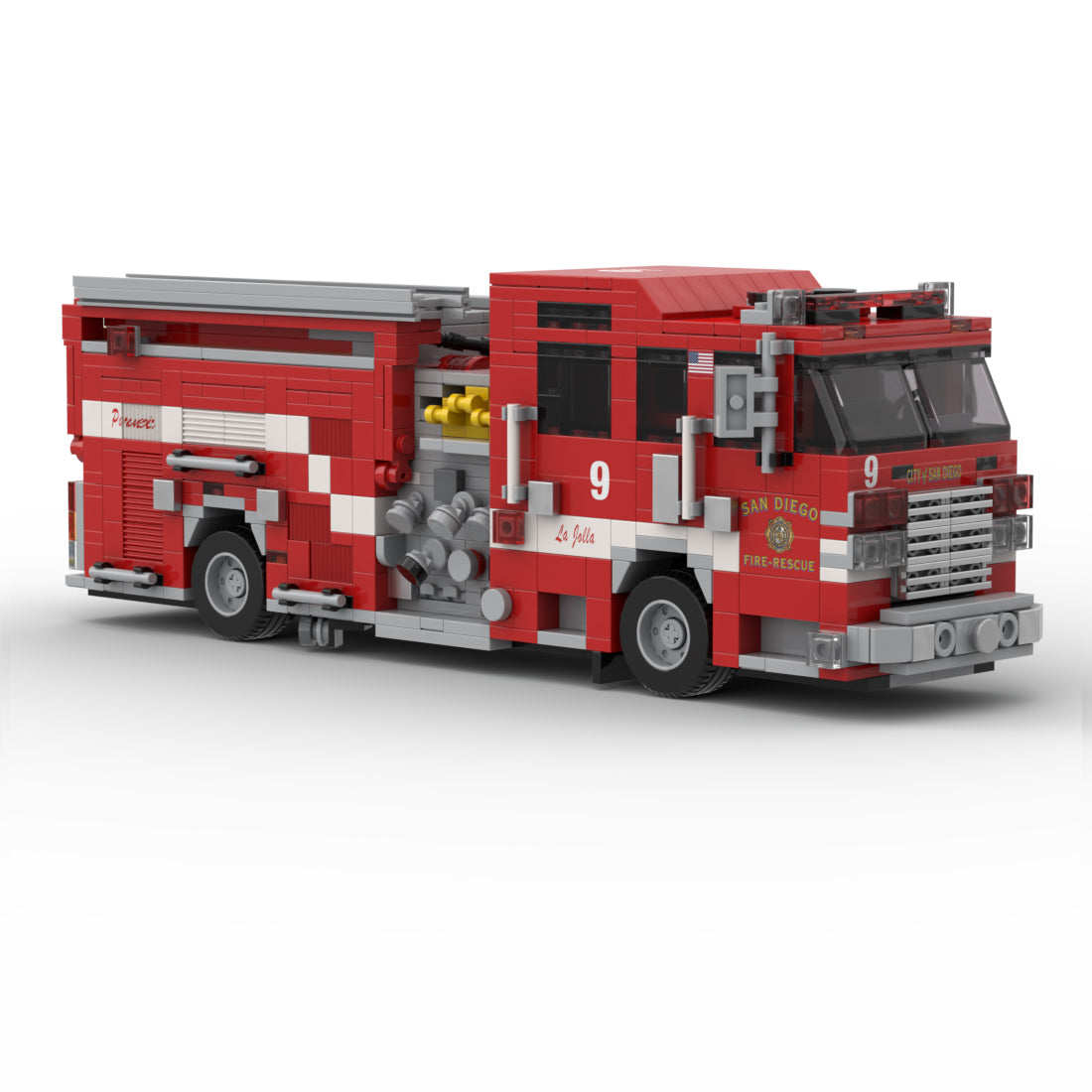 MOC-264607 2019 Heavy Duty Fire Truck Building Block Model, Classic Fire Engine Construction Set with Detailed Equipment Compartments, Collectible Display Model for Enthusiasts(1243PCS) - cubertime