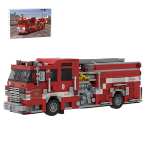 MOC-264607 2019 Heavy Duty Fire Truck Building Block Model, Classic Fire Engine Construction Set with Detailed Equipment Compartments, Collectible Display Model for Enthusiasts(1243PCS) - cubertime