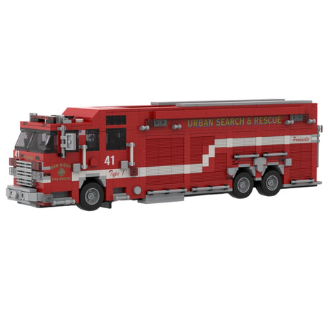 MOC-264986 Heavy Urban Search and Rescue Fire Truck Building Block Model, 2023 Emergency Fire Engine Construction Set with Detailed Equipment Compartments, Collectible Display Model for Adults and Fire Vehicle Enthusiasts(1624PCS) - cubertime