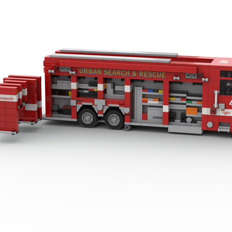 MOC-264986 Heavy Urban Search and Rescue Fire Truck Building Block Model, 2023 Emergency Fire Engine Construction Set with Detailed Equipment Compartments, Collectible Display Model for Adults and Fire Vehicle Enthusiasts(1624PCS) - cubertime