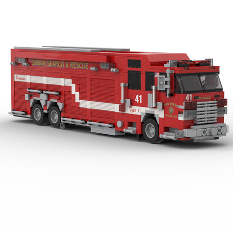 MOC-264986 Heavy Urban Search and Rescue Fire Truck Building Block Model, 2023 Emergency Fire Engine Construction Set with Detailed Equipment Compartments, Collectible Display Model for Adults and Fire Vehicle Enthusiasts(1624PCS) - cubertime