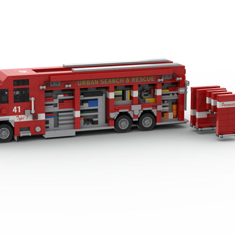MOC-264986 Heavy Urban Search and Rescue Fire Truck Building Block Model, 2023 Emergency Fire Engine Construction Set with Detailed Equipment Compartments, Collectible Display Model for Adults and Fire Vehicle Enthusiasts(1624PCS) - cubertime