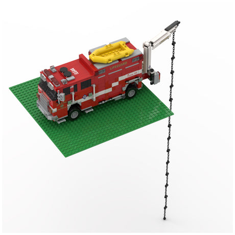 MOC-266082 2015 Fire Truck Building Block Model, Emergency Response Vehicle Construction Set with Yellow Boat, Deployable Rear Equipment and Adjustable Crane Arm, Collectible Display Model for Enthusiasts（972PCS） - cubertime