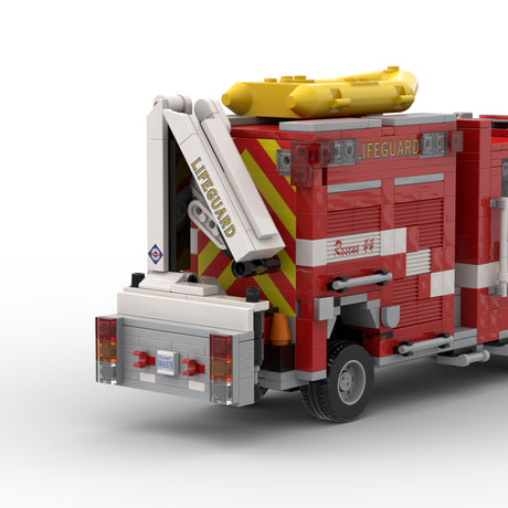MOC-266082 2015 Fire Truck Building Block Model, Emergency Response Vehicle Construction Set with Yellow Boat, Deployable Rear Equipment and Adjustable Crane Arm, Collectible Display Model for Enthusiasts（972PCS） - cubertime