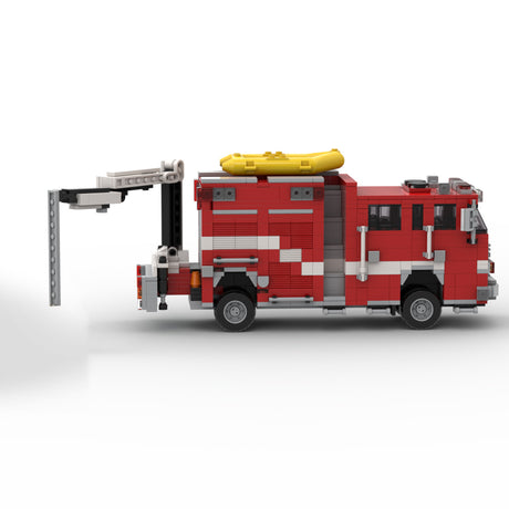 MOC-266082 2015 Fire Truck Building Block Model, Emergency Response Vehicle Construction Set with Yellow Boat, Deployable Rear Equipment and Adjustable Crane Arm, Collectible Display Model for Enthusiasts（972PCS） - cubertime