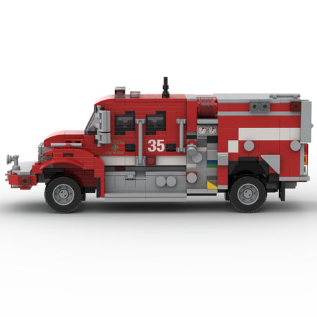 MOC-266282 2017 Type III Off-Road Fire Truck Building Block Model with Onboard Water Tank, Rooftop Equipment, Side Tool Storage and Large Tires, Emergency Response Vehicle Collectible(734PCS) - cubertime