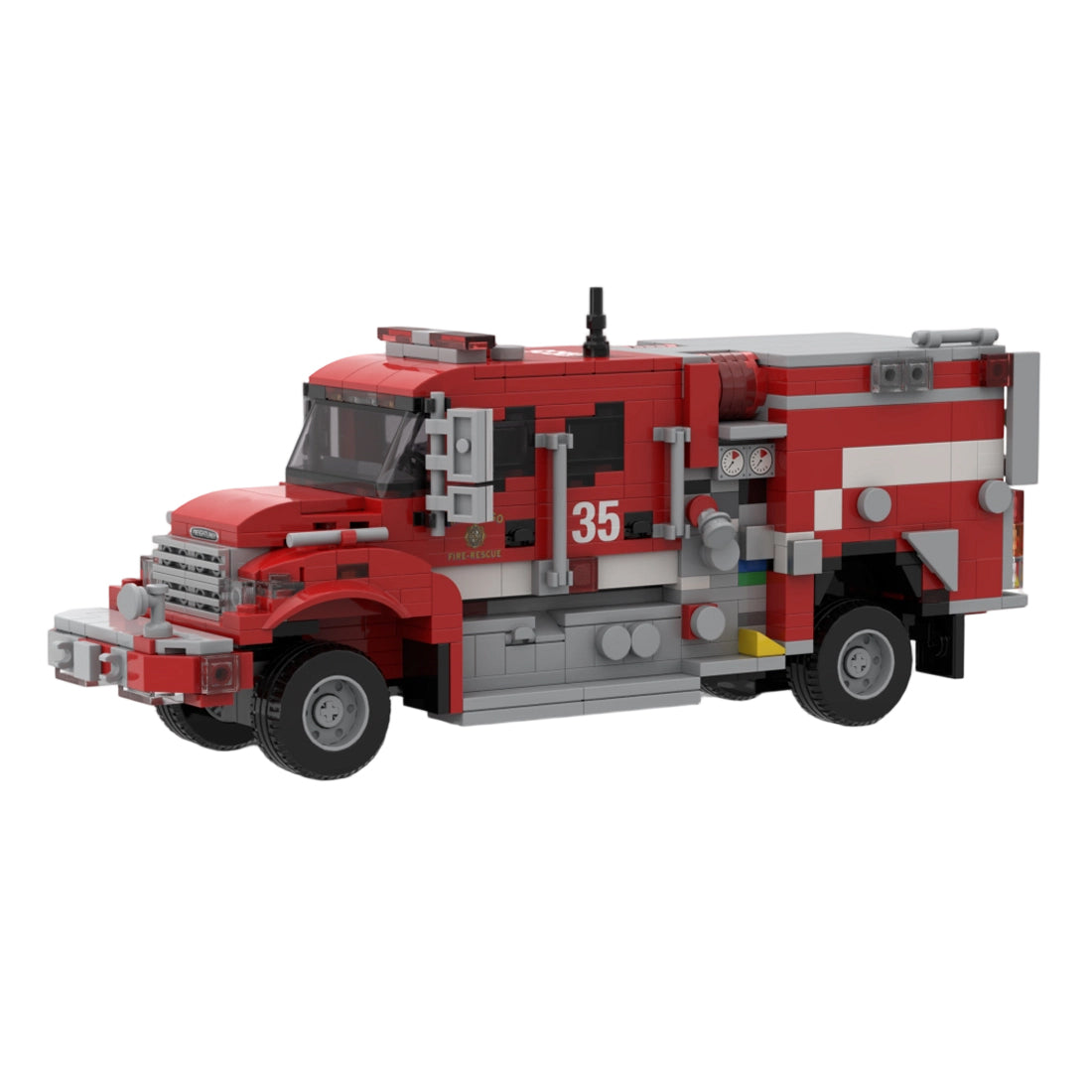 MOC-266282 2017 Type III Off-Road Fire Truck Building Block Model with Onboard Water Tank, Rooftop Equipment, Side Tool Storage and Large Tires, Emergency Response Vehicle Collectible(734PCS) - cubertime