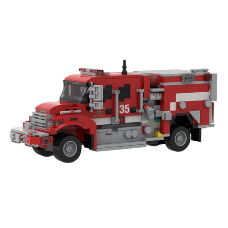 MOC-266282 2017 Type III Off-Road Fire Truck Building Block Model with Onboard Water Tank, Rooftop Equipment, Side Tool Storage and Large Tires, Emergency Response Vehicle Collectible(734PCS) - cubertime