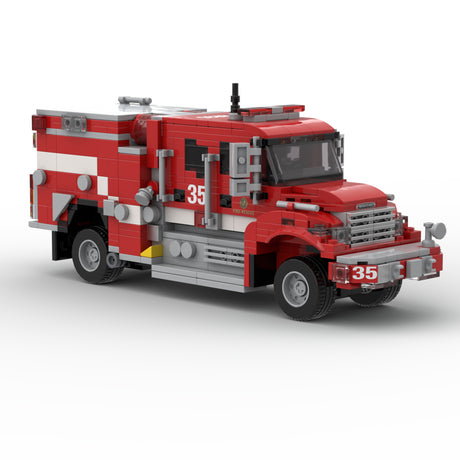 MOC-266282 2017 Type III Off-Road Fire Truck Building Block Model with Onboard Water Tank, Rooftop Equipment, Side Tool Storage and Large Tires, Emergency Response Vehicle Collectible(734PCS) - cubertime