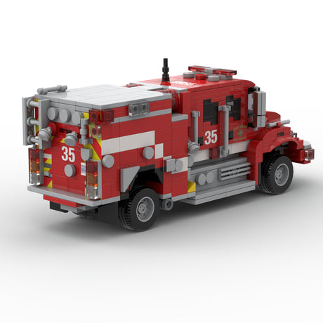 MOC-266282 2017 Type III Off-Road Fire Truck Building Block Model with Onboard Water Tank, Rooftop Equipment, Side Tool Storage and Large Tires, Emergency Response Vehicle Collectible(734PCS) - cubertime