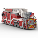MOC-267135 2016-2017 City Ladder Fire Truck Building Blocks, Urban Fire Vehicle Model with Extra-Long Extendable Aerial Ladder, Detailed Equipment Compartments and Firefighting Accessories, Collectible Display Set（1741PCS) - cubertime