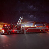MOC-267880 Aerial Ladder Fire Truck Building Block Model, Heavy-Duty Aerial Fire Engine Construction Model with Articulated Body and Movable Ladder, Firefighter Vehicle Collectible Model for Enthusiasts（2005PCS) - cubertime